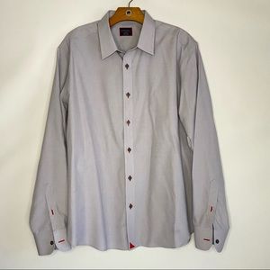Untuckit Mens Gray Long Sleeve Button Up Dress Shirt Size XL
